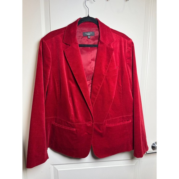 Vintage Talbots Red Velvet Blazer 18W – Holiday Partywear, Bold Retro Glam - Picture 1 of 4